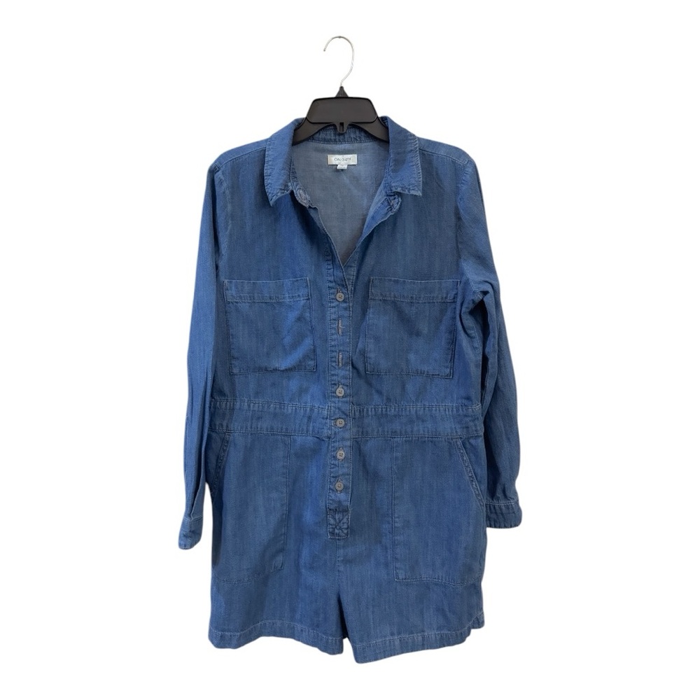 On 34th Denim Long Sleeve Romper EUC